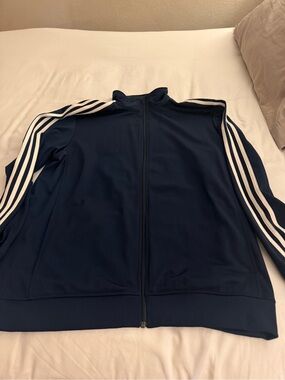 adidas Originals Navy Track Jacket with White Sleeve Stripes